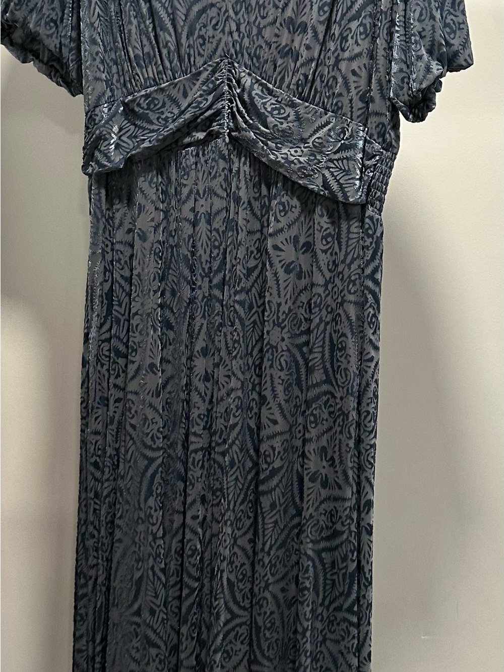Baltic Born dusty blue Patterned Maxi with Ruched Detail 2xl